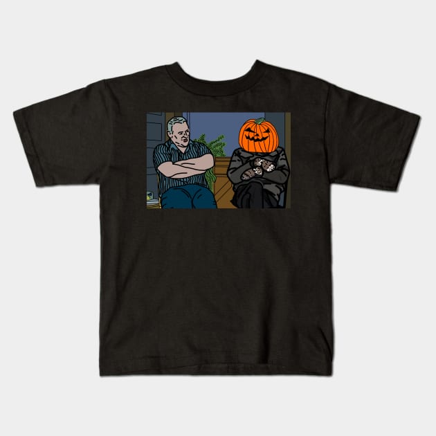Pumpkin Head Halloween Horror Bernie Sanders Irish Uncle Memes Kids T-Shirt by ellenhenryart